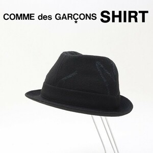 ◆COMME des GARCONS SHIRT コムデギャルソン 裏地チェック柄 ウール ハット 帽子 黒 ブラック L