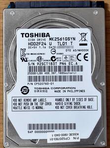 TOSHIBA MK2561GSYN [250GB 2.5インチ 7mm SATA HDD 2012年製 使用時間 35595H (Cristal DiscInfo 正常) (管:KH563