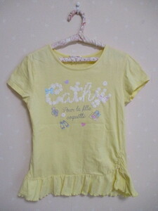 ● マザウェイズ ● 可愛い裾フリル半袖Tシャツ ☆150cm☆ 黄 30730