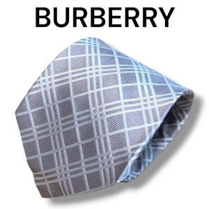 【1円スタート】BURBERRY バーバリー BURBERRY LONDON ネクタイ ハイブランド ブランド シルク100% 総柄 シルバー