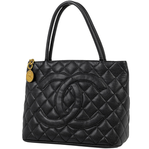 シャネル CHANEL 復刻トート ハンドバッグ ココマーク トートバッグ キャビアスキン ブラック A01804 レディース 【中古】