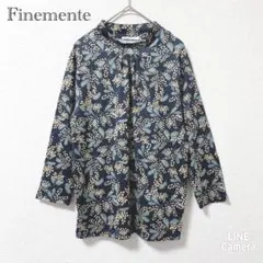 Finemente    七分丈カットソー　ボタニカル　総柄　プルオーバー　M