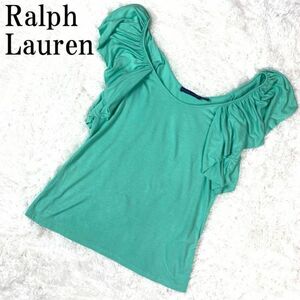 Ralph Lauren ノースリーブカットソー ライトグリーン ラルフローレン フリルカットソー 袖なし 黄緑 レーヨン100% S B5595