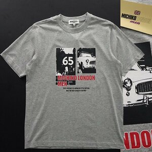 新品 ミチコロンドン ヴィンテージカー プリント Tシャツ L 灰【ML9M-T031_GA】MICHIKO LONDON 春夏 半袖 丸首 コットン カットソー