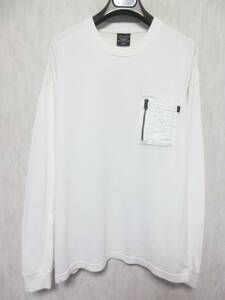 Alpha Industries L アルファ インダストリー Tシャツ 長袖 ロンT ジップ メンズ L 白　 irmri yg2417