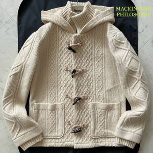 極美品/Lサイズ☆ マッキントッシュ MACKINTOSH PHILOSOPHY ケーブル編み ニット ダッフル コート ジャケット size40 ウール100% メンズ