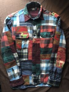 【名作】極美品 RRL MATLOCK NATIVE PATCHWORK SHIRT ダブルアールエル パッチワーク リペア ネイティブ シャツ ラルフローレン XS