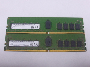 メモリ サーバーパソコン用 Micron DDR4-2933 (PC4-23400) ECC Registered 16GBx2枚 合計32GB 起動確認済です MTA18ASF2G72PZ-2G9E1TI