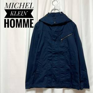 MICHEL KLEIN HOMME ジャケット ジャンパー モッズコート モッズパーカー ネイビー 紺色 メンズ フード 綿素材 46