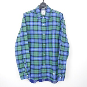 17AW 17FW uniform experiment ユニフォームエクスペリメント DOUBLE LAYERD FLANNEL SHIRT 長袖 レイヤード チェック ネルシャツ BLUE 2