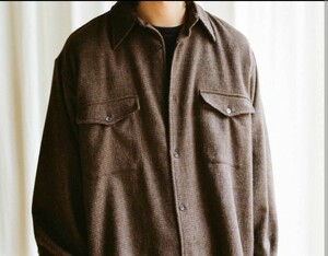 comoli W/CA ハウンドトゥース CPO ジャケット size 2《コモリ》BROWN 