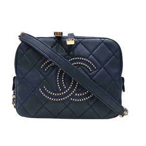 シャネル CHANEL スタッズココ ２WAY バニティ ネイビー/ゴールド金具 ラムスキン ショルダーバッグ レディース 中古