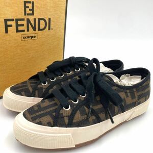 1円 【美品】 FENDI フェンディ スニーカー ローカット レディース ズッカ柄 37 24cm