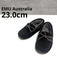 EMU Australia Amity モカシン ボア シューズ スエード 黒