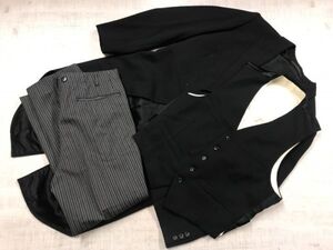 ジャパンビンテージ オールド レトロ 古着 燕尾服 モーニング 3ピース 3点セットアップ メンズ フォーマル 礼服 ウール100% 94A5 黒