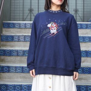 USA VINTAGE WHITE BEAR EMBROIDERY DESIGN SWEAT SHIRT/アメリカ古着シロクマ刺繍デザインスウェット