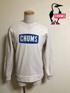 【美品】 CHUMS チャムス アウトドア ボートロゴ クルートップ スウェット トレーナー サイズM 長袖 裏起毛 ヘザーナチュラル CH00-0617