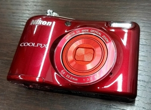 #18349 美品☆便利な単三電池で使用可【 ニコン Nikon Coolpix L32 レッド 5x コンパクトデジタルカメラ】通電確認済 / クールピクス /