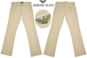 K-2649★美品★ARMANI JEANS アルマーニジーンズ COMFORT FIT★正規品 イタリア製 ベージュ ツイル地 ストレッチ素材 パンツ W25