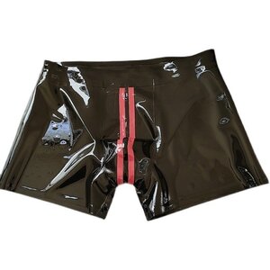 メンズ下着 ゴム ラテックスショーツ下着 ブラック Latex 100%天然ラテックス ボクサーパンツ 0.4mm XL