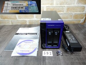 592☆IOデータ☆HDL-Z2WM2C2★高信頼NAS★Storage Server 2012 R2☆１TBⅹ２台☆説明書、CD、鍵付き☆システム無し☆ジャンク品