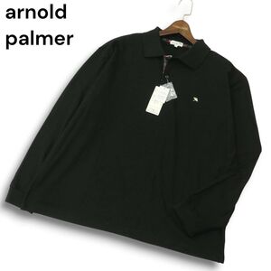 新品★ 未使用 arnold palmer アーノルドパーマー 傘 ロゴ刺繍 長袖 鹿の子 ポロシャツ Sz.3L メンズ 黒 大きいサイズ 特大　A5T00197_1#C