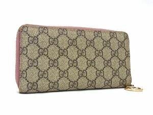 1円 GUCCI グッチ 307982 グッチプラス PVC ラウンドファスナー 長財布 ウォレット 小銭入れ 札入れ レディース グレー系 AV3835