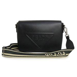 （未使用　展示品）プラダ PRADA トライアングル 三角ロゴプレート ショルダーバッグ サフィアーノ レザー NERO ネロ ブラック 黒 2VD046