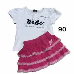 子供服 Tシャツ BeBe スカート 2点セット 女の子 90