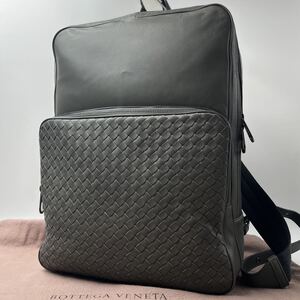 【唯一無二/極美品】 BOTTEGA VENETA ボッテガヴェネタ イントレチャート メンズ バックパック リュック バッグ ビジネス 鞄 レザー グレー