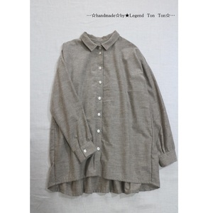 hand　made♪霜降り起毛cottonちび襟シャツ♪