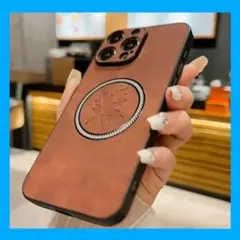 【本日限定】iPhone15Pro　レザーケース　ダークブラウン　マグネット