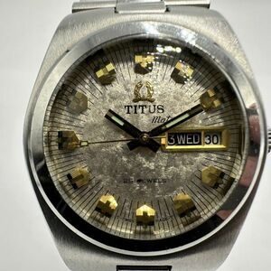 L125-J053605-2 ◎ TITUS タイタス 3628 自動巻き 25石 デイデイト 3針 アナログ メンズ 腕時計 約36mm 稼働 ①