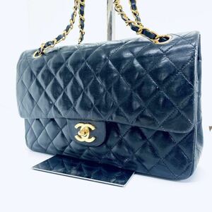 CHANEL マトラッセ　ショルダーバッグ　ターンロック　ラムスキン チェーンショルダーバッグ ココマーク 黒 ゴールド金具 シャネル 