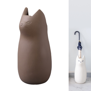 傘たて 猫 ねこ ころんとかわいい 陶器 インテリア スリム 個性的 フラワーベース、ポスター立てにも CLY-12BR