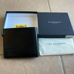 新品　国内正規品BURBERRY2つ折ウォレット黒革レザー財布バーバリー