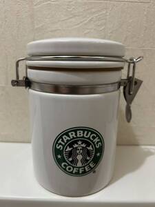 訳あり　ジャンク　1999 STARBUCKS コーヒー豆保存容器 瓶　陶器　ロゴ　スタバ　スターバックス　インテリア　花瓶　15×10キャニスター