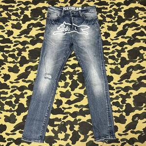 running dog denim pants BBC ICECREAM billionaire boys club ビリオネアボーイズクラブ フロントドッグ デニム ランニング 30