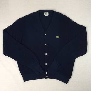 【90s】IZOD LACOSTE アイゾッド ラコステ 米国製 カーディガン アクリル ニット セーター Lサイズ ネイビー 長袖