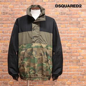 1円/秋冬/DSQUARED2/Mサイズ/アノラック ブルゾン S74AM1287 撥水 軽量 迷彩 ミリタリー イタリア製 新品/カーキ×黒/hd826/