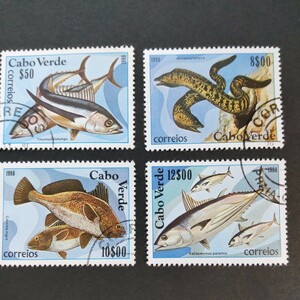魚類の切手　4種