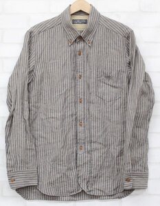 4T2669■ロストコントロール Linen Stripe Tacc Shirts LOSTCONTROL ストライプリネンシャツ