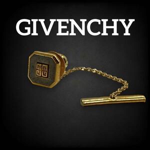 GIVENCHY ジバンシー タイタック タイピン ロゴ ラペルピン タイバッジ ワンポイント スーツ パーティ ヴィンテージ グレー ゴールド 568