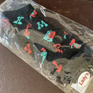 KTM ケツメイシ 靴下 ショート 保管品 黒 柄 レディースファッション ソックス 格安 送料210円【22/01 A-2】