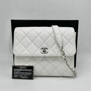 1円 良品 CHANEL シャネル マトラッセ ターンロック ココマーク SV 金具 キャビアスキン チェーン ショルダー バッグ dD0806N