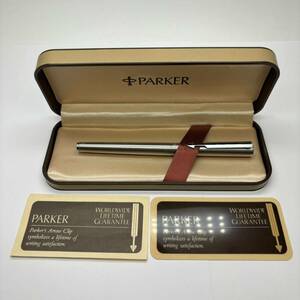 極美品 PARKER 万年筆 パーカー シルバーカラー MADE IN U.S.A. ケース付き UL