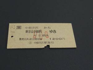 【JR東日本】中軽井沢から東京山手線内ゆき　S62　A型小児　国鉄地紋　中軽井沢駅発行