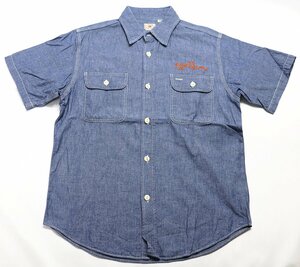 SugarCane (シュガーケーン) Chambray S/S Work Shirt W/EMB