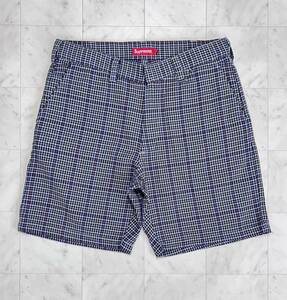 【美品】Supreme シュプリーム【Work short Gray Plaid】18SS ワークショーツ ハーフパンツ 32inch チェック