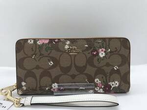 新品COACH シグネチャー 花柄 ベージュマルチ長財布